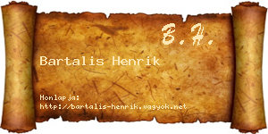 Bartalis Henrik névjegykártya